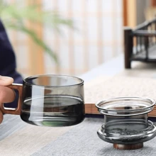 1 pieza de 200ml/6.76oz, Taza de té de vidrio multifuncional con infusor - Resistente al calor, reutilizable, adecuada para uso doméstico y de oficina, perfecta para té de hojas sueltas