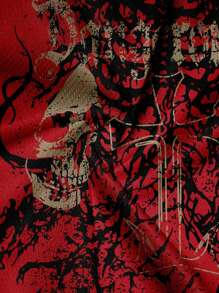 Conjunto de 2 piezas de camiseta de manga corta y shorts para hombre con estampado de letras y calavera