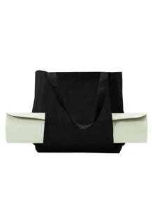 1 件女士瑜伽垫袋，大容量瑜伽垫收纳袋，便携式帆布手提袋适合普拉提、旅行、办公室、海滩锻炼，可用作沙滩袋或购物袋 - 彩色 - 查看 8