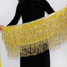 Bauchtanz-Outfit mit glitzernden Pailletten und Quasten Rock, modischer Tanzgürtel-Rock für Bauchtanz