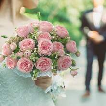 1 Stück/3 Stücke künstliche Blumen Seidenrosen Braut Blumenstrauß, Gefälschte Rosen Hortensien für Herbstdekorationen, Hochzeit Vase für Zuhause, Esszimmer, Schlafzimmer, Festivals, Geburtstagsfeiern, Outdoor Garten Dekoration