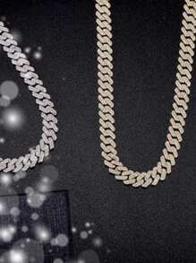 12mm Cuban Link Chain Mens Ice Out Miami Cuban Necklace Silver/Gold Bling Diamond Hip Hop Jewelry For Women - Vàng - Xem 2