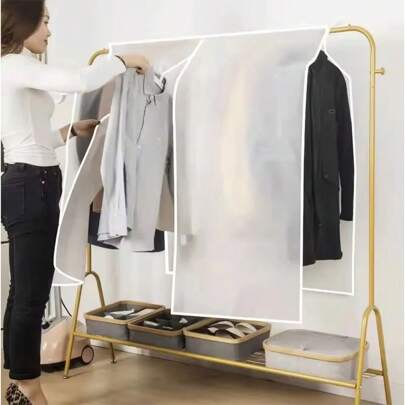 1pc Hanging Garment Bag, Transparent Clothing Cover Protector For Suits, Coats, Dresses, Storage Organization, Anti-Dust Clothing Protector Bag For Wardrobe Clothing Protective Cover, Dust-Proof Clothing Cover, Wardrobe Protective Cover, Clothing Dust-Proof Cover, Clothing Cover, Long Clothing Cover, To Prevent Dust, Moisture, Insect Pests, Travel Clothing Bag, Portable Clothing Cover, Foldable Clothing Protective Cover, Seasonal Clothing Protection, Seasonal Clothing Storage Cover, Moisture-Proof Clothing Bag, Transparent Dust-Proof Cover, Dress Dust-Proof Cover, Wedding Dress Protective Cover, Suit Cover, Workwear Cover, Clothing Used In Formal Occasions, To Prevent Dust, Wrinkles And Quality Degradation, Suitable For Hanging Dresses, Wedding Dresses Or Business Suits. Wedding Dress Storage,Personalized Wedding Favors,Wedding Decor,Groom Dust Cover,Bride,Bridal,Best Man, Bridesmaid