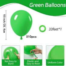 10/20/30/40/50 个绿色气球 18/12/10/5 英寸，绿色乳胶派对气球适合生日、圣诞节派对、派对、丛林派对、足球、热带野生动物派对、派对装饰