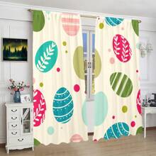 2 件 - 复活节彩蛋 - 印花窗帘，涤纶半透明窗帘 - 100% 涤纶材质，适用于卧室窗帘和客厅装饰、家居装饰。 - 彩色 - 查看 3