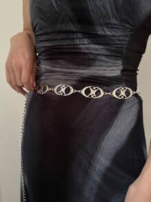 1pc Silver Star Decor Adjustable Metal Waist Chain, Suitable For Dresses, Pants, Daily Wear, Travel, Party, Halloween