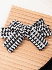 Baby Girls Cute Sleeveless Black Crop Top & Houndstooth Bow Ruffle Hem Romper & Headband Summer Outfit Set