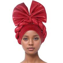 1pc New African Nigerian Traditional South American Muslim Black People Turban Headdress With Braids & Bow Decor - A - View 11