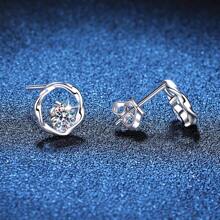 925 银 1 克拉莫桑石耳环莫比乌斯风格闪亮华丽珠宝礼物适合派对宴会生日礼物 - 0.5克拉+0.5克拉 - 查看 4