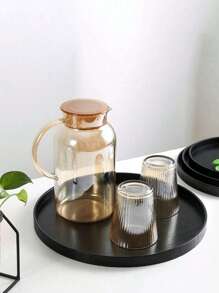 1 件/2 件/3 件圆形木质托盘，黑色 - 用于盛放食物、小吃、饮料、寿司、牛排、披萨、甜点、蛋糕、面包、早餐托盘、咖啡托盘、茶托盘、熟食店、厨房、圣诞礼物 - 黑色 - 查看 6