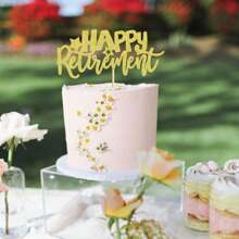 1 Peça Topo de Bolo com Tema de Festa de Aposentadoria com Glitter Dourado "Feliz Aposentadoria", Decorações de Bolo de Aposentadoria, Suprimentos de Festa de Aposentadoria