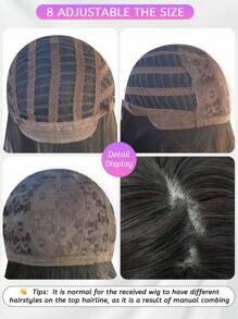 1 件合成耐热直发假发黑色，28 英寸长，由纤维制成，适合日常使用，自然逼真的假发（不包括配件） - Dark Brown - 查看 6