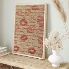 1/2pcs Frameless Vintage Red Kiss Lips Prints Canvas Posters, Red Mouth Kisses Wall Art Home Decor,High-Definition Canvas Printing Decoration Painting For Home Gifts, Living Room, Bathroom, Bedroom,Canvas Wall Art Gift,No Frames