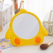 1 件可爱小鸡形悬挂式桌面高清化妆镜、便携式口袋镜、设计