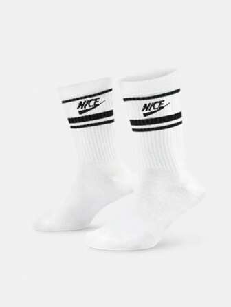 1/3/5 Pairs Unisex Classic Mid-Calf Sports Socks, Fashionable Daily Wear