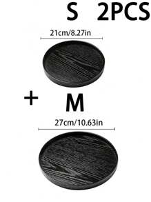 1 件/2 件/3 件圆形木质托盘，黑色 - 用于盛放食物、小吃、饮料、寿司、牛排、披萨、甜点、蛋糕、面包、早餐托盘、咖啡托盘、茶托盘、熟食店、厨房、圣诞礼物 - 黑色 - 查看 16