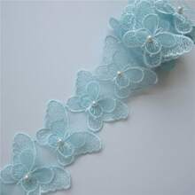 10 piezas de ribete de encaje con bordes de mariposa y adornos de strass, ancho de 6.5cm, tela de ribeteado vintage para costura, manualidades, decoración de vestidos de novia y ropa