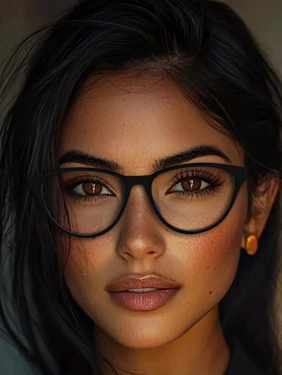 Women's Minimalist Triangle Frame Non-Prescription Glasses, Full Frame Polycarbonate Frame With Clear Lenses, Fashion Glasses With Metal Hinges, Suitable For Travel And Daily Wear - Multicolor - View 1