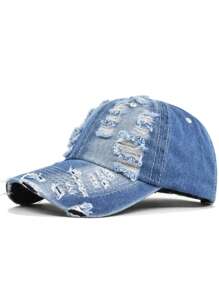2025 Spring/Summer New Distressed Denim Baseball Cap, Vintage Washed Casual Versatile Snapback Hat, Unique Unisex Couple Design