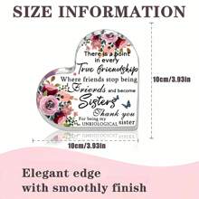 1pc Acrylic Heart-Shaped Plaque - 'True Friendship To Sisters' Inspirational Desk Decor, Perfect Birthday & Anniversary Gift For Sisters, Non-Biological Sisters, Girls Gifts Graduation