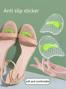 1 Pair Silicone Forefoot Pads, Thick Anti-Slip Design To Relieve Pain And Pressure, Suitable For High Heels And Sandals - Green - View 2