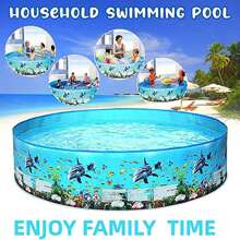 Large Family Round Pool, Hard Plastic, Easy Set Pool For Kids, Adults, Pet Dogs, Wading Or Swimming Pool For Outdoor, Garden, Backyard, Summer Water Party, Quickly Set Up Play Pool For Kids Plastic Outdoor Swimming Pool Non-Inflatable Folding Round Water Pool Children Snapset Swimming Pool, Pool Portable Snapset Swimming Round Pools For Kids, Adults, Toddlers, Large Pet Dog Hard Plastic Kiddie Pool, Quick Pop Up Foldable Wadding Large Family Pool, Portable Kiddie Pool For Kids - Hard Plastic Snapset Pool For Large Dogs - Ideal Foldable Pet Pool For Wading Or Swimming Summer Fun Pool (Ocean) - Ocean - View 5