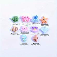 20/60/100pcs Cute Mini Ocean Series Resin Charms, Mixed Seahorse, Octopus, Crab, Turtle, Starfish Decorative Resin Patches For Jewelry Making - Multicolor - View 5