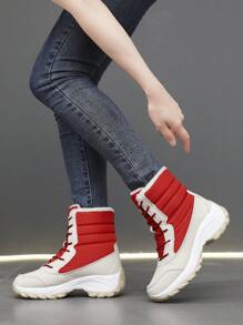 2025Snow Boots Women Platform Boots Non-Slip Women Winter Shoes Fur Warm Ankle Boots For Women Wedges Waterproof Thigh High Boots - Red - View 2