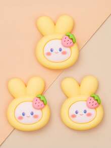 10/30pcs Random Mixed Cartoon Strawberry Rabbit Head Resin Decor Accessories For DIY Crafts Wholesale, Phone Case, Hair Clips, Cup Decoration Stickers - Simulation - View 3