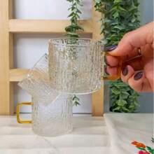 12/6/4/2 Stücke Set Berentextur 150ml kompakte, elegante, hitzebeständige, transparente konzentrierte Kaffee-Gläser, Kaffeetasse, Glas-Tasse, Kung-Fu-Heißgetränke-Tasse, Kaffee-Zubehör Tee Set