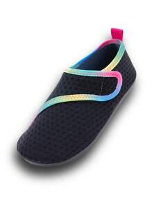 Kid's Outdoor Beach Shoes, Unisex Solid Black Color, Thick Soft Rubber Sole, Lightweight Breathable Beach/Stream Climbing Elastic Socks Shoes - Black - View 9