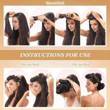 1 pieza /Set de 3 rodillos para el cabello, rodillos rizadores sin calor de satén, diadema rizadora y rizador caliente, elásticos, suaves y duraderos para dormir