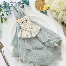 6/12/18 件纯色布餐巾，带流苏，适合婚礼、聚会、派对和日常使用