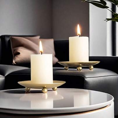 1 pieza Candelabro redondo dorado, adecuado para festivales, Pascua, Día de San Valentín, temporada de bodas, decoración de festivales, candelabro para velas LED y de cera, spa, baño, boda, regalos de decoración del hogar, cumpleaños, graduación