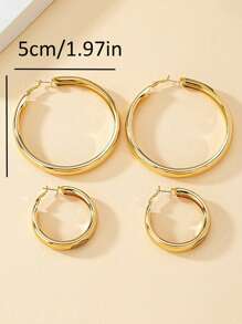 2Pcs Fashionable Minimalist Geometric Hoop Earrings