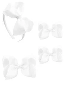 4pcs Girls' Bowknot Bow Hair Clips & Headbands, Cute, Elegant, Versatile, Matching, Suitable For Mother's Day, School