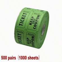1 rolo 1000 Bilhetes de Rifa, Azul, Verde, Roxo (Múltiplas Opções de Cores), Rolo Duplo, Bilhete para Eventos, Entrada, Recompensa da Turma, Arrecadação de Fundos e Prêmios (500 Pares)