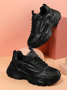 Chaussures de sport pour hommes à bout rond à lacets, Baskets pour hommes à bloc de couleurs avec lettre, légères et respirantes, semelle épaisse, antidérapantes et résistantes à l'usure, chaussures de course de sport outdoor casual pour hommes