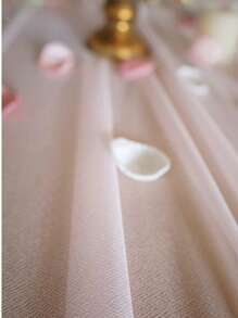 1pc 73"X300" Chiffon Table Runner, Light Blush Chiffon Table Cloth/Scarf, Transparent Weddings Table Linens With Silver Glitter, Suitable For Elegant Wedding, Rustic Bohemian Party, Bridal Shower, Baby Shower, Princess Party, Dessert Table, Bridal Banquet, And More - Multicolor - View 6