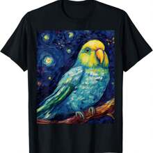 Parakeet Starry Night Painting Van Gogh T-Shirt