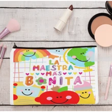 Teacher Gift, Letter Print Makeup Bag "To The Best Teacher Ever", Zipper Pouch As Gift, Travel Makeup Bag, Makeup Organizer, Makeup Case - 彩色 - 查看 2