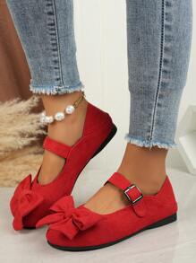 蝴蝶结装饰老北京布鞋妈妈鞋新款女式正品金属扣平底黑色软底舒适工作购物鞋 - 紅色 - 查看 7
