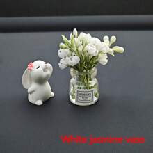 2pcs Cute Rabbit Ornament Flower Vase Decor For Car Interior