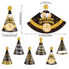 6-24 Pieces Of 2025 Graduation Decorations, Black Gold Party Hats, Black Gold Party Paper Hats, Adult New Year Party Hats, Birthday Party Decoration Sets