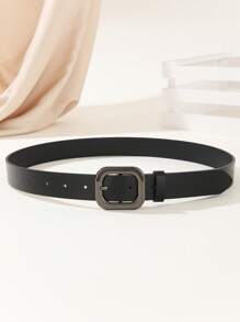 1 条女士经典时尚方形扣腰带，适合连衣裙、牛仔裤，采用 PU 皮革制成 - 槍黑色 - 查看 4