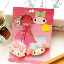 Sanrio Silicone Keychain Set For Lover, Friend, Cute Cartoon Charms, Good For Bags & Keys, Perfect Birthday, Valentine's Day Gifts, Party Favors