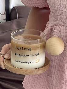 Vintage French Glass Cup With Cute Wooden Handle, Żaroodporne szkło, Kubek na mleko, Kubek do latte, Kubek na płatki śniadaniowe