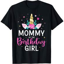 Mommy Of The Birthday  Matching Family Unicorn Party T-Shirt T-Shirt Comfortable Sport And Leisure, Home Wear, Daily Fashion ,Party Attire - Sizes S - 5XL Available - 黑色 - 查看 1