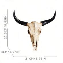 1pc, Artificial Simulation Cow Skull Wall Hanging Personalized Decoration Living Room Bedroom Office Bar Background Wall Decoration - 牛頭骨牆飾 - 查看 5