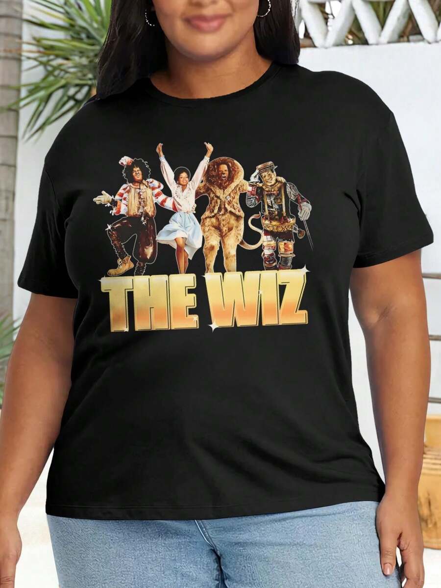 The Wiz Musical Adventure Oversize Women T-Shirt Dorothy Gale Cowardly Lion Retro Vintage Style For Ladies (Big Sizes) - màu đen - Xem 1
